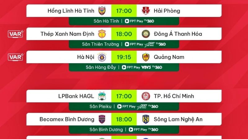 Anh em có thể theo dõi lịch thông qua nền tảng livescore